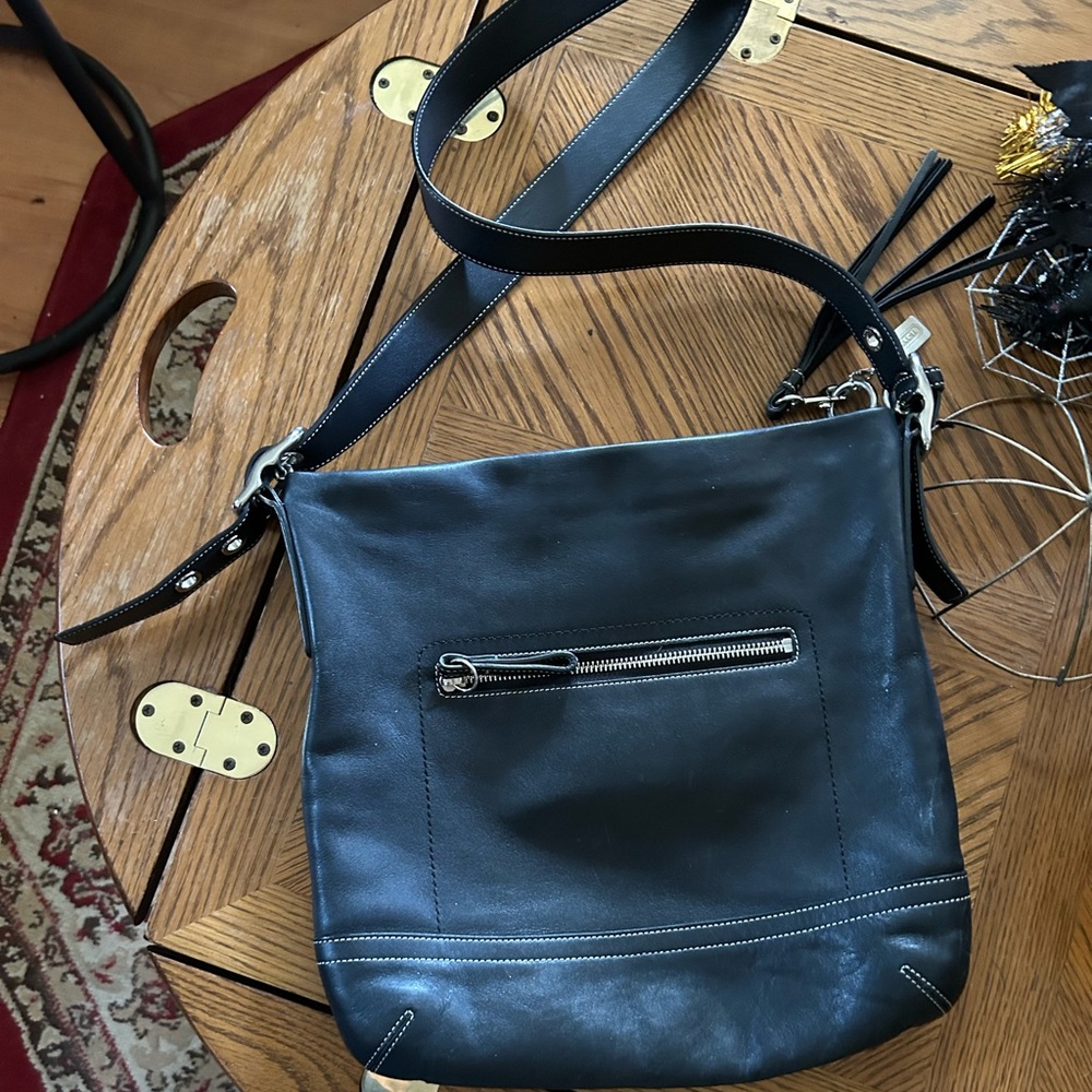Vintage Coach Legacy Black Leather Shoulder Bag - Picture 7 of 15